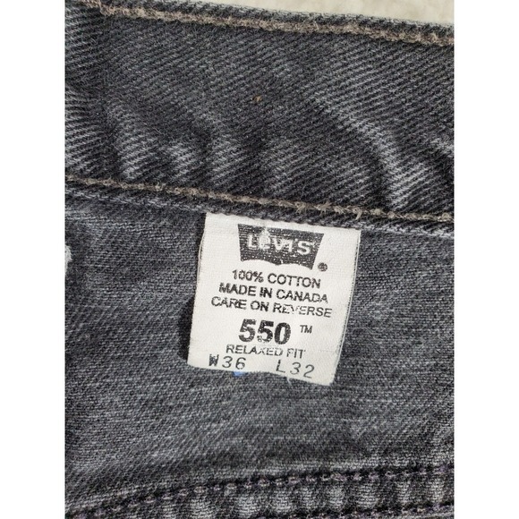 Vtg Y2K Levis 550 Black Jeans Men 36x32 Relaxed Tapered Hi Rise Canada (33x30.5) - Picture 2 of 12